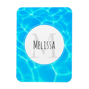 Blue Pool Water Photo Monogram Magneet
