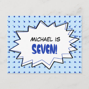 Blue Pop Art Birthday Party Invitation Kaart