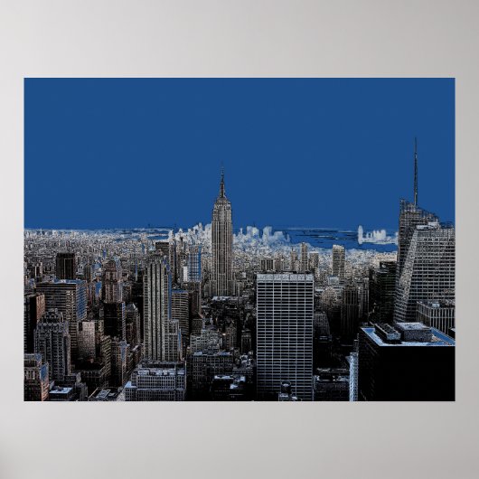 Blue Pop Art New York City Evening Poster Imprimer (Devant)