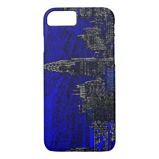 Blue Pop Art New York City iPhone 7 Hoesje (Achterkant)