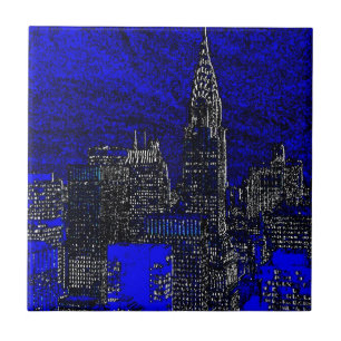 Blue Pop Art New York City Tegeltje