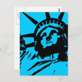 Blue Pop Art Statue de Liberty Carte postale (Devant / Derrière)