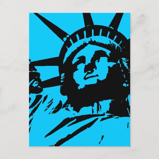 Blue Pop Art Statue de Liberty Carte postale (Devant)