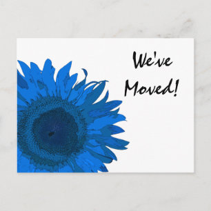 Blue Pop Art Sunflower Change of Address Aankondigingskaart