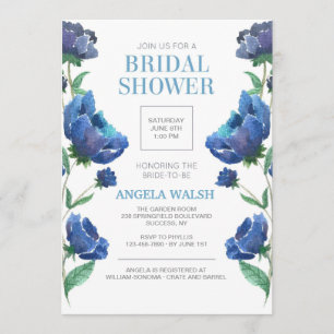 Blue Poppies Bridal Shower-uitnodiging Kaart