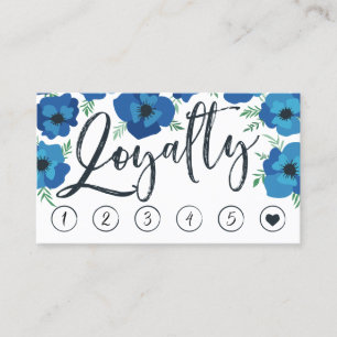 Blue Poppies & Brush Script Loyalty Punch Kaart
