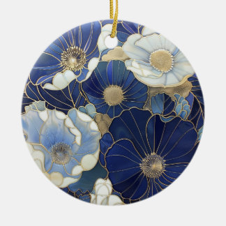 Blue Poppies geïnspireerd Keramisch Ornament