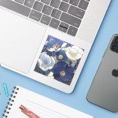 Blue Poppies  geïnspireerd Sticker (Laptop met iPhone)