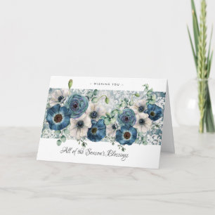 Blue Poppies, Wintery Chanoeka of Kerst Kaart