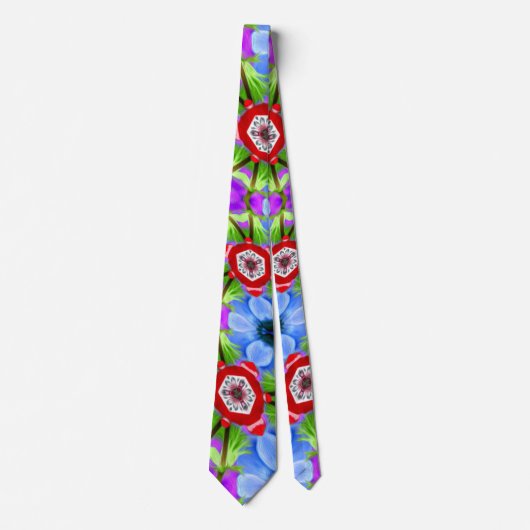 Blue Poppy Day Pattern Stropdas (Voorkant)