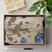  Blue Poppy op verouderd perkament Tissuepapier (Geschenk)