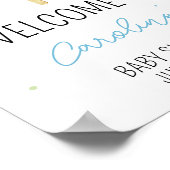 Blue Popsicle Baby shower Welkom Poster (Hoek)