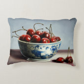 Blue Porcelain & Cherries Accent Kussen (Achterkant)