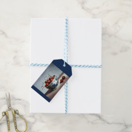 Blue Porcelain & Cherries Cadeaulabel