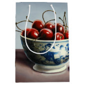 Blue Porcelain & Cherries Medium Cadeauzakje (Voorkant)