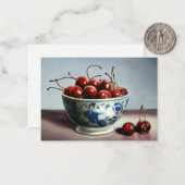Blue Porcelain & Cherries Notitiekaartje (Voorkant / Achterkant in situ)