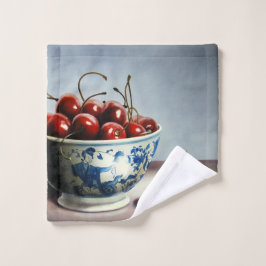 Blue Porcelain & Cherries Washandje