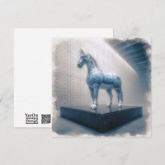 Blue Porcelain Horse Wenskaart Notitiekaartje