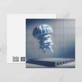 Blue Porcelain Jellyfish Wenskaart Notitiekaartje