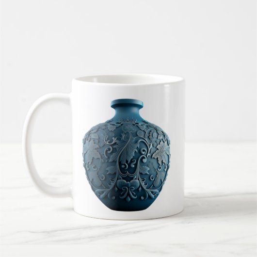 Blue Porcelain Vase gegraveerde Mok (Links)