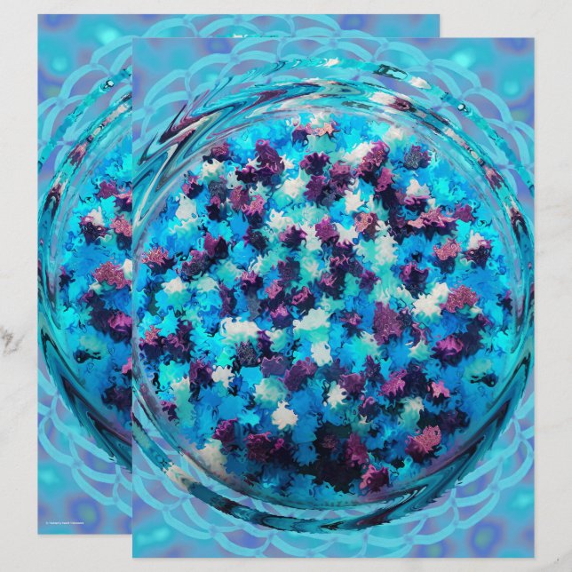 Blue Potpourri Scrapbook Paper 2-Sided Page (Devant / Derrière)