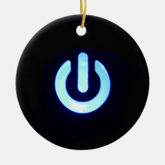 Blue Power Button Keramisch Ornament (Voorkant)
