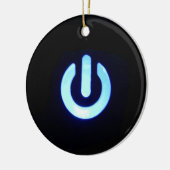 Blue Power Button Keramisch Ornament (Links)
