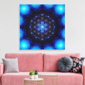 blue power mandala with flower of life canvas afdruk (Insitu (Woonkamer))