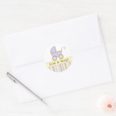 Blue Pram - Het is een jongen! Ronde Sticker (Envelop)