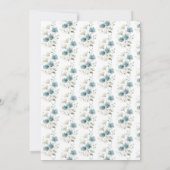 Blue Preppy Flowers Watercolor Baby Shower Kaart (Achterkant)