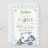 Blue Preppy Golf Boy Invitation 4e anniversaire (Devant)