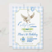 Blue Preppy Silly Goose Invitation d'anniversaire (Devant)