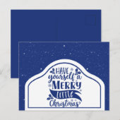 Blue Prettig Kerstfeest Script Briefkaart (Voorkant / Achterkant)
