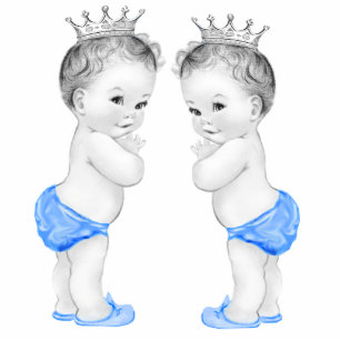 Blue Prince Twin Boy Baby shower Staand Fotobeeldje
