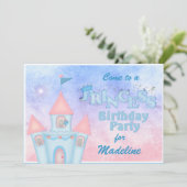 Blue Princess Birthday Party Invitation Kaart (Staand voorkant)
