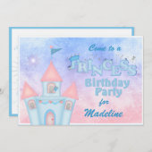 Blue Princess Birthday Party Invitation Kaart (Voorkant / Achterkant)