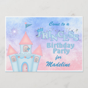Blue Princess Birthday Party Invitation Kaart