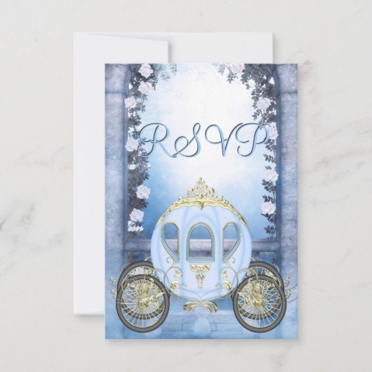 Blue Princess Carriage Enchanted RSVP Kaartje (Voorkant)