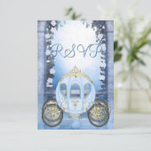 Blue Princess Carriage Enchanted RSVP Kaartje (Staand voorkant)