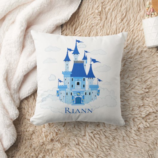 Blue Princess Castle Personalized Girly Kussen (Deken)