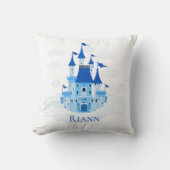 Blue Princess Castle Personalized Girly Kussen (Voorkant)