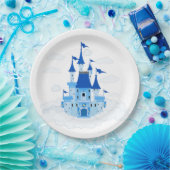 Blue Princess Castle Personalized Girly Papieren Bordje (Feest)