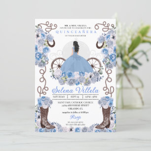 Blue Princess Dress & Boots Quinceañera Kaart