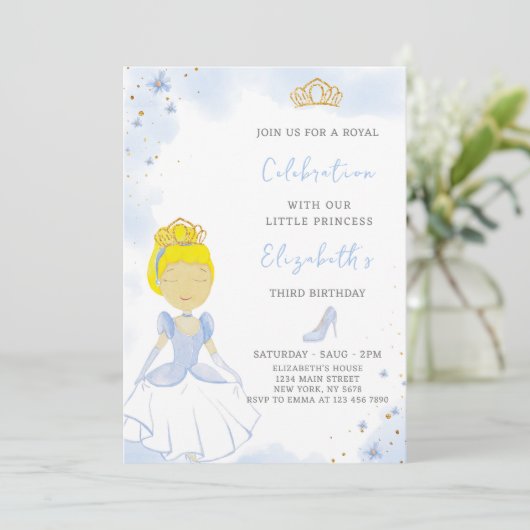 Blue Princess Invitation d'anniversaire (Debout devant)