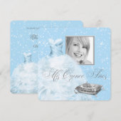 Blue Princess Photo Quinceanera Invitation (Devant / Derrière)