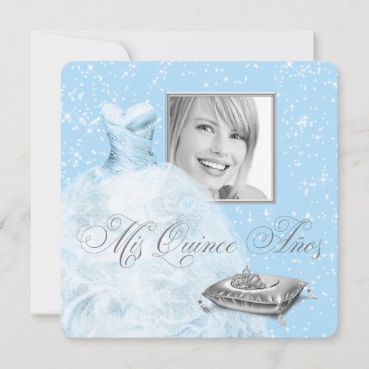 Blue Princess Photo Quinceanera Invitation (Devant)