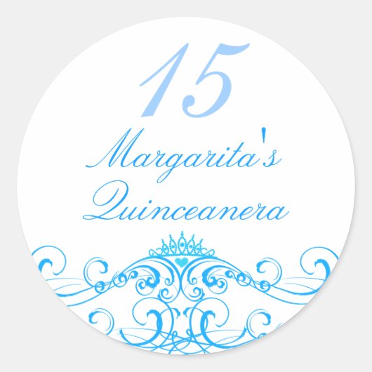 Blue Princess Tiara Quinceanera Sticker (Voorkant)