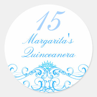 Blue Princess Tiara Quinceanera Sticker