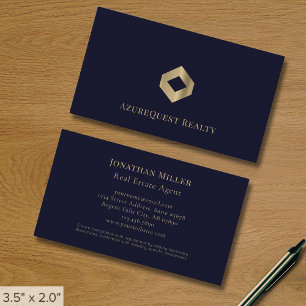 Blue Professional Luxury Gold Logo Visitekaartje