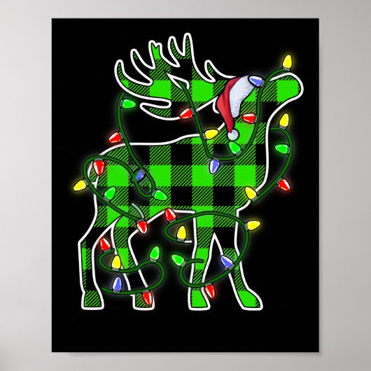 Blue Pset Buffalo Deer kerstpyjama's Poster (Voorkant)